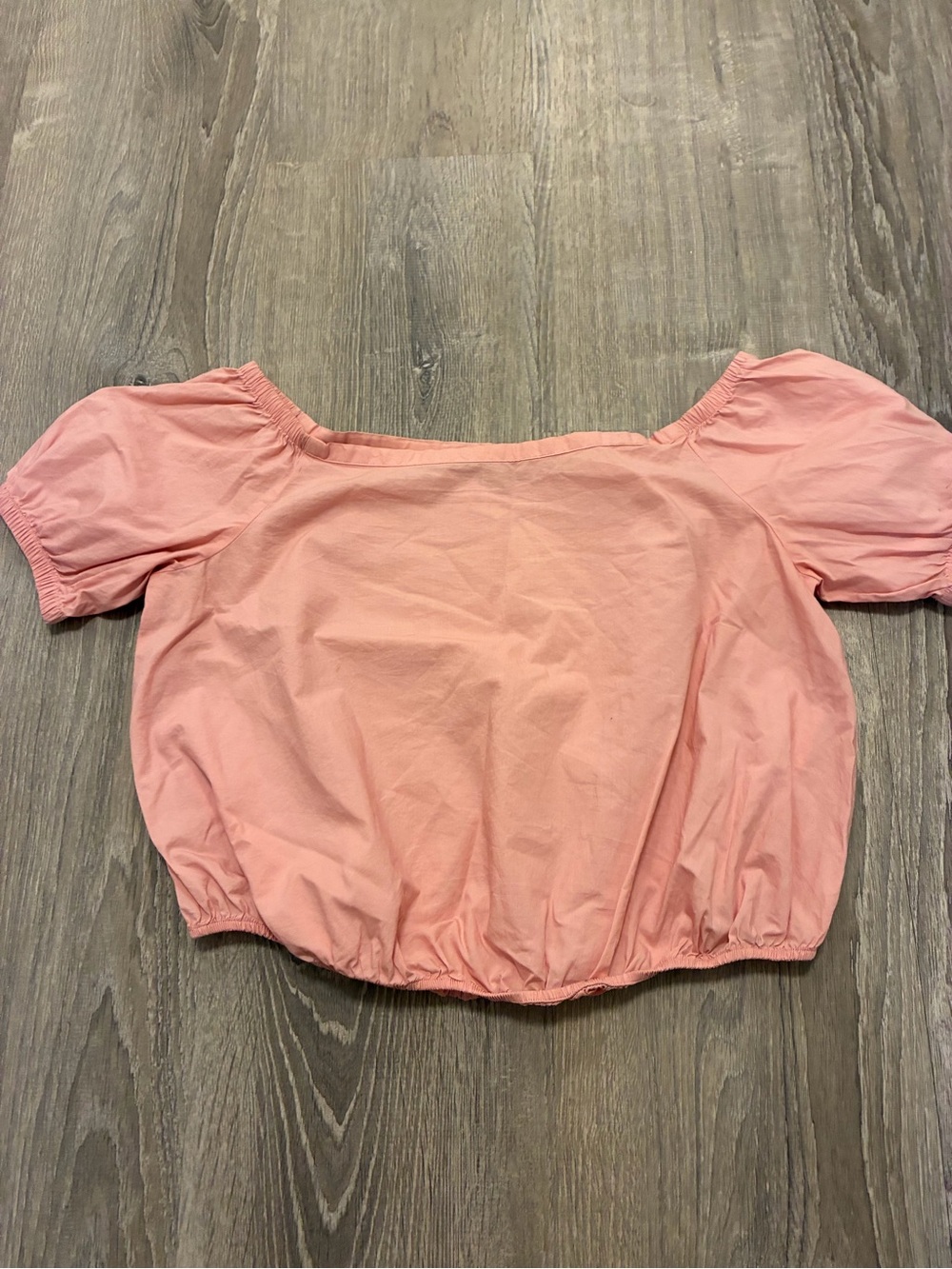 Madewell Pink Off-Shoulder Puff Sleeve Crop Top- Small